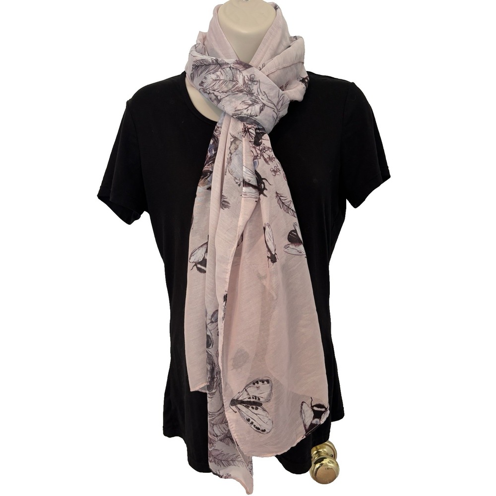 Women's Sheer Lilac‎ Butterfly Scarf Wrap Soft Girl Feminine Dainty Coquette